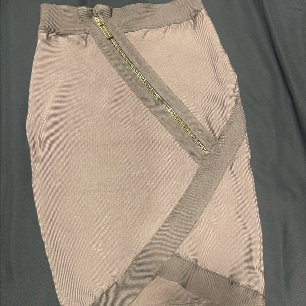 House of CB Bandage Zipper Skirt - Taupe